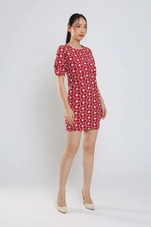 Corey Midi Dress in Red Eyelet