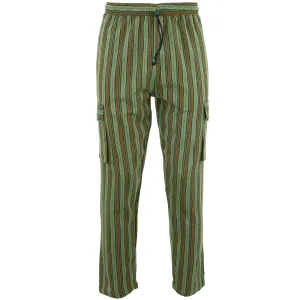 Cotton Combat Trousers Pant - Green Stripe