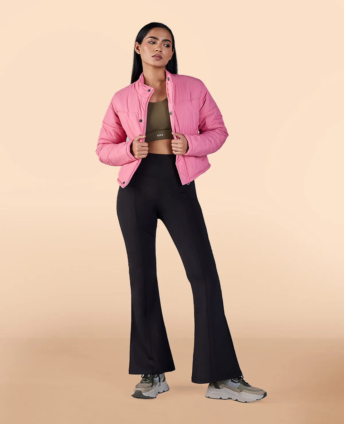 Cropped Puffer Jacket Pink