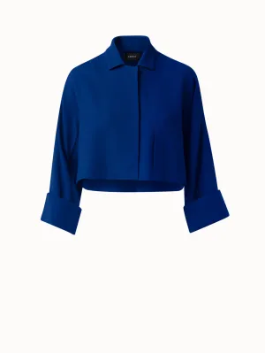 Cropped Wool Crêpe Shirt Jacket