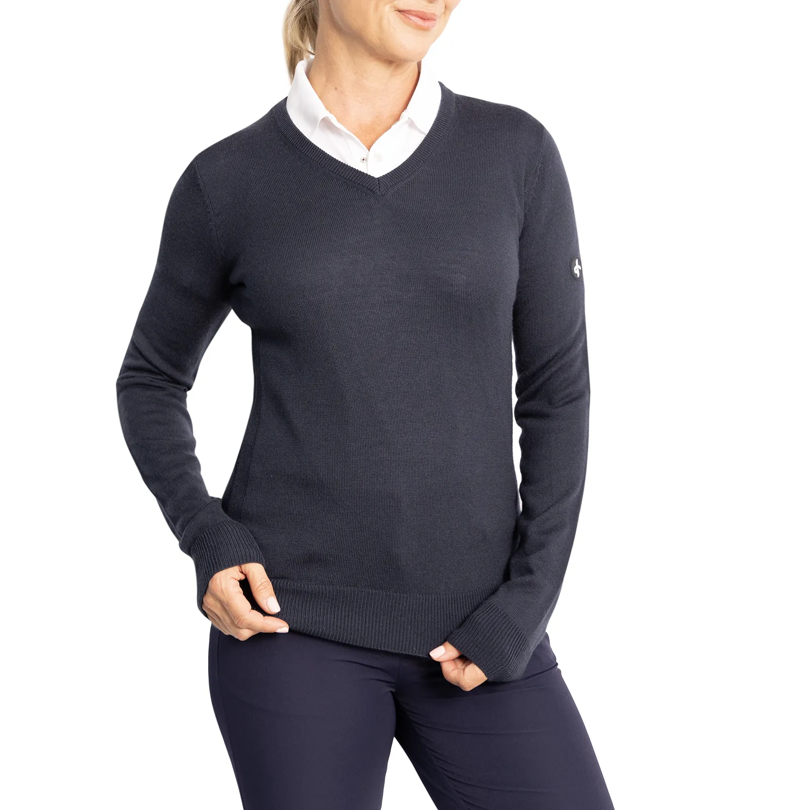 Cross Women's Classic Golf V-Neck Knit - Navy