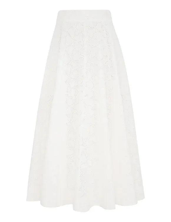 Crush Embroidered Midi Skirt