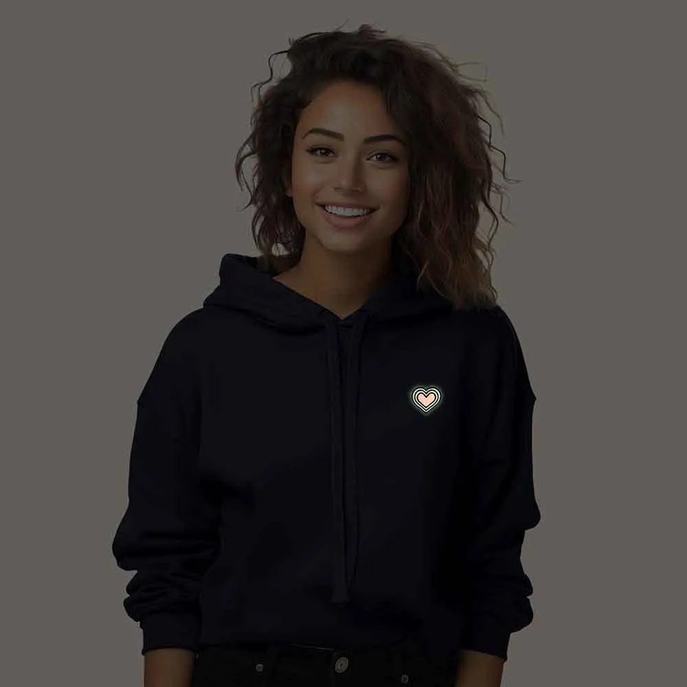 Dalix Heart Cropped Hoodie (Glow in the Dark)