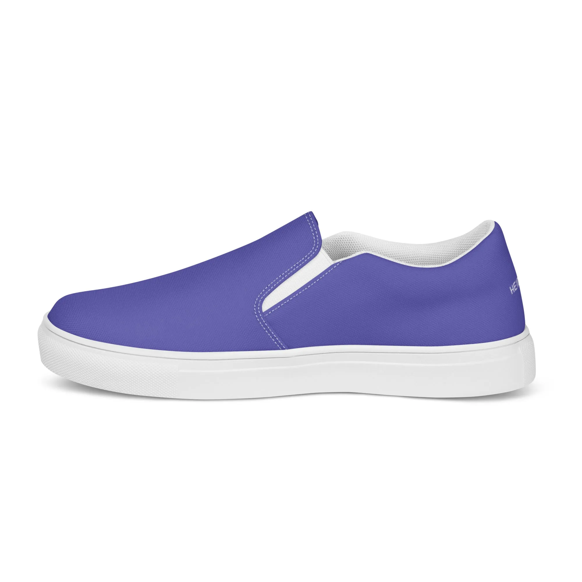 Dark Purple Men's Slip Ons, Solid Purple Color Best Casual Breathable Men’s Slip-on Canvas Shoes (US Size: 5-13)