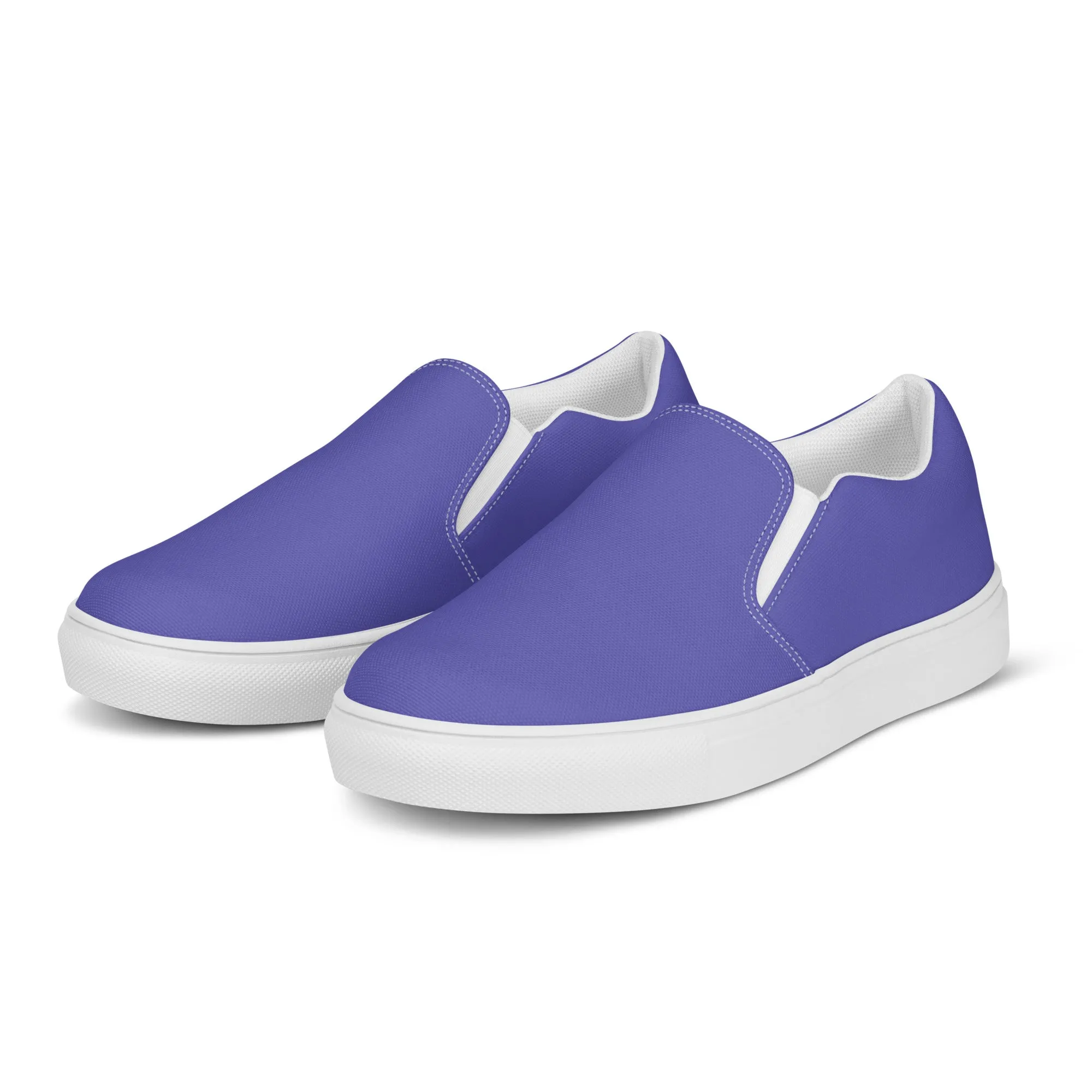 Dark Purple Men's Slip Ons, Solid Purple Color Best Casual Breathable Men’s Slip-on Canvas Shoes (US Size: 5-13)