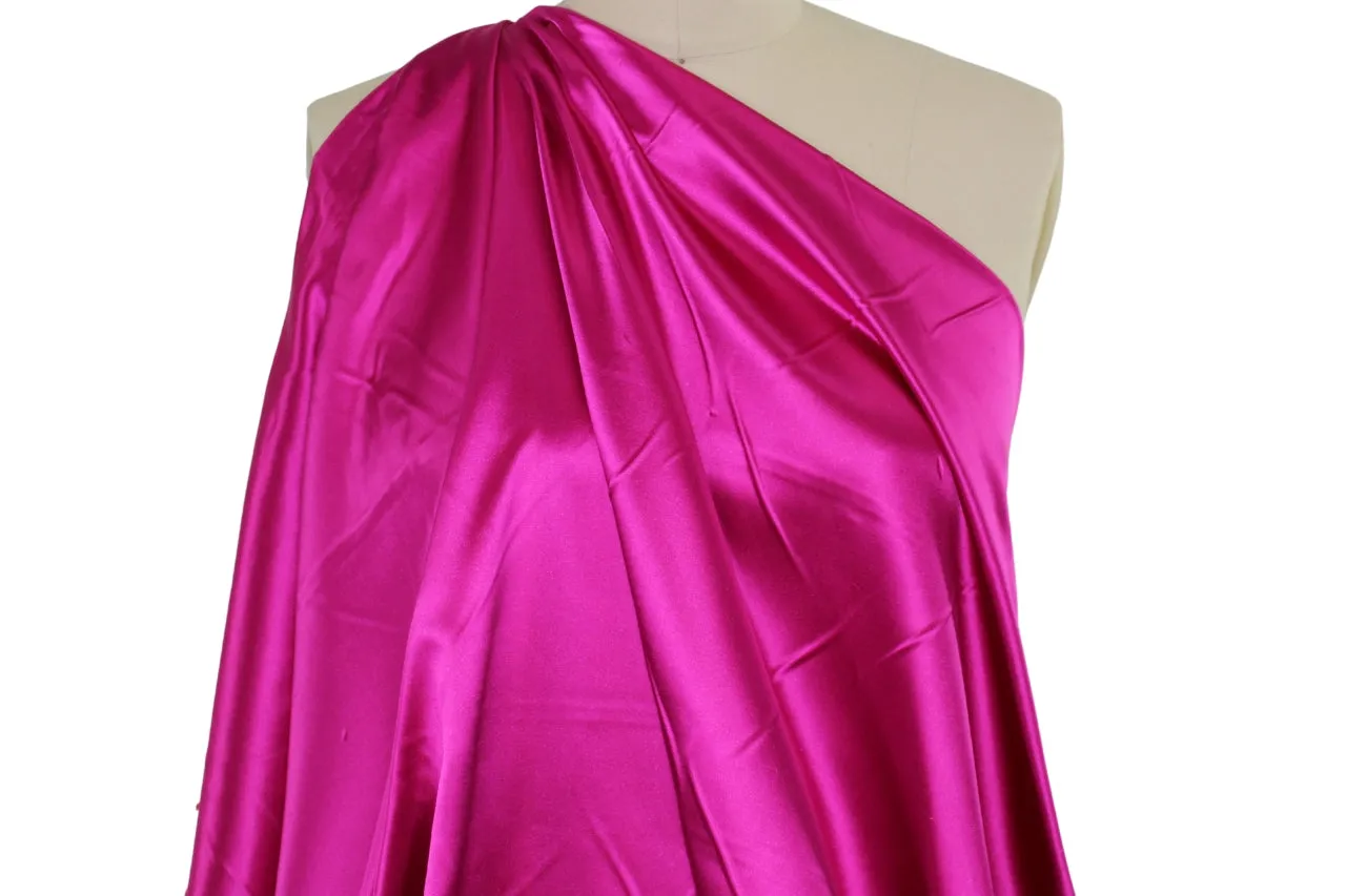 Double Sided Silk Duchesse Satin - Magenta/Iridescent Nighttime Coral