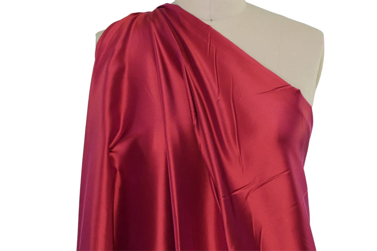 Double Sided Silk Duchesse Satin - Magenta/Iridescent Nighttime Coral