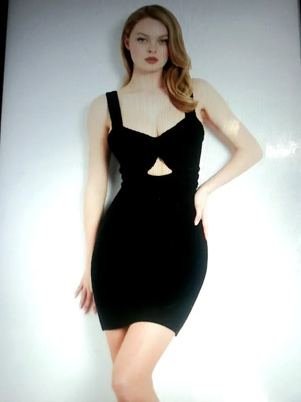 Elegant Black Cutout Bodycon Dress Small