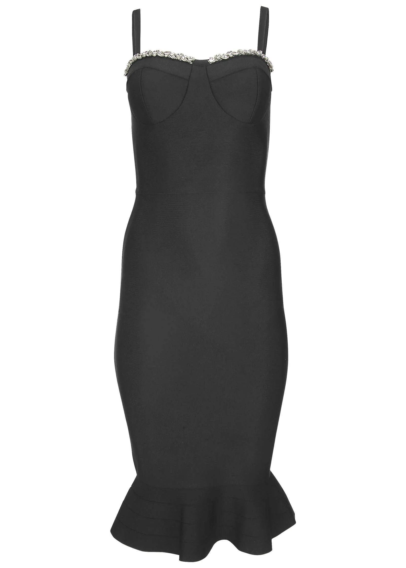 Embellished Bodycon Dress  - Black