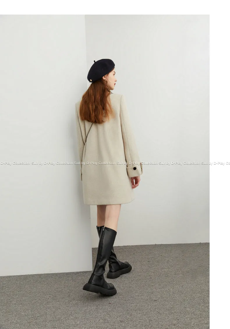 Fall autumn vintage velvet doll collar loose sleeve tweed coat - vivican (v)