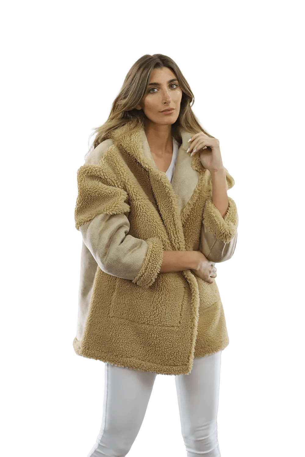 Faux Fur Teddy Coat with Hood