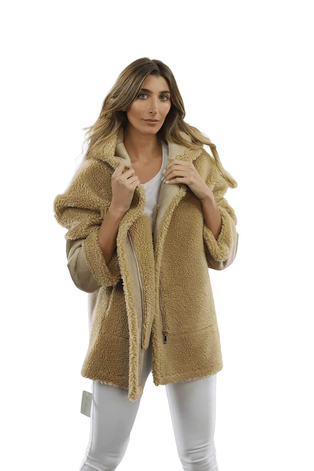 Faux Fur Teddy Coat with Hood