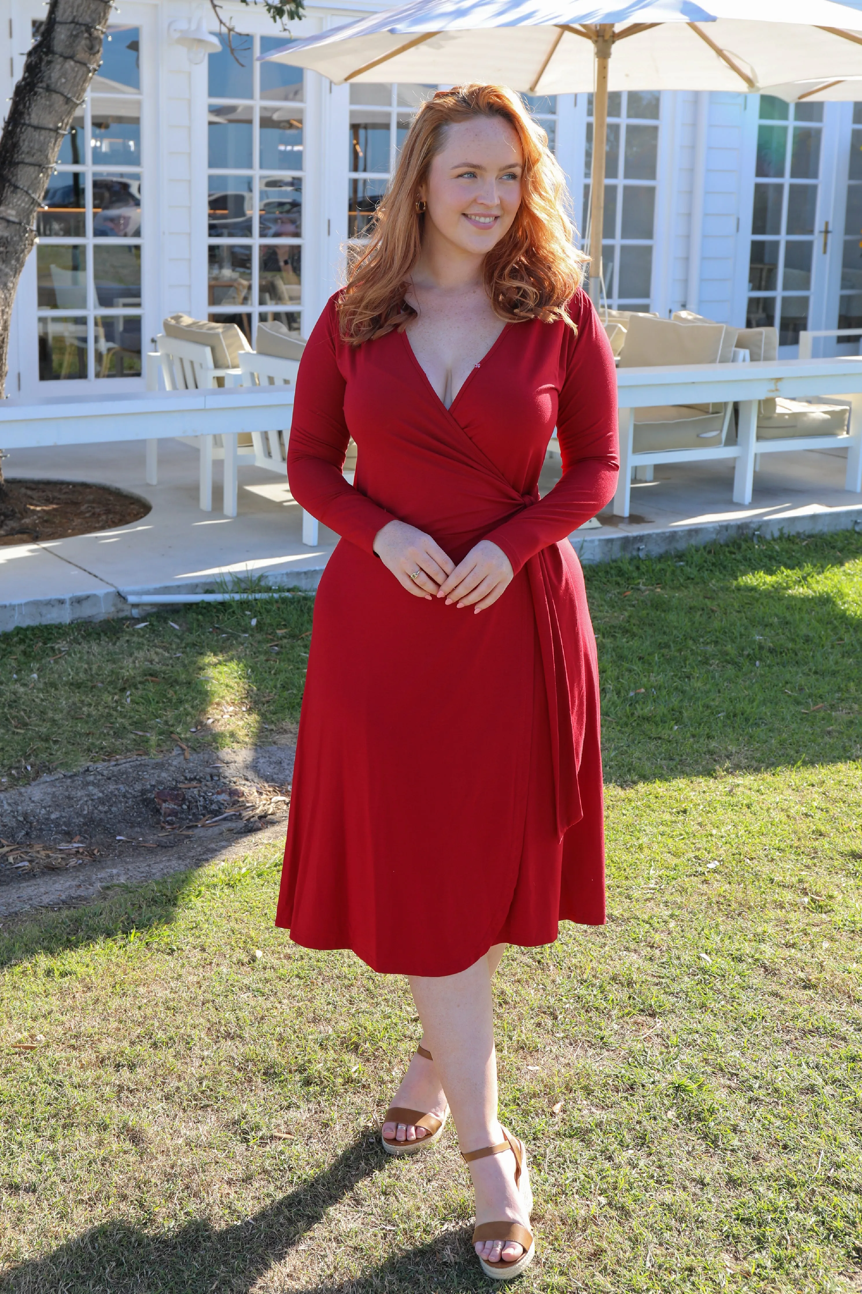 FINAL SALE Bamboo Wrap Dress in Shiraz