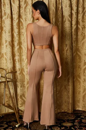 Flare Game Wide Leg Trousers in Tan