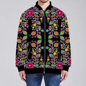 Floral Beadwork Youth Zippered Collared Lightweight Jacket