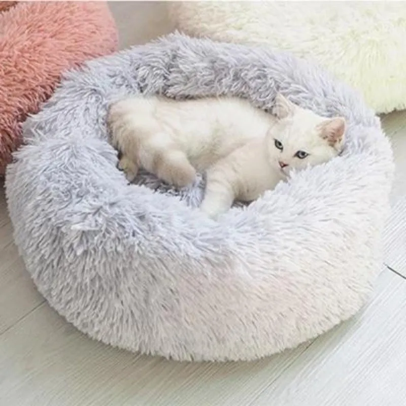 Fluffy Cat Bed Soft Comfortable Round Pet Nest Cat Supplies