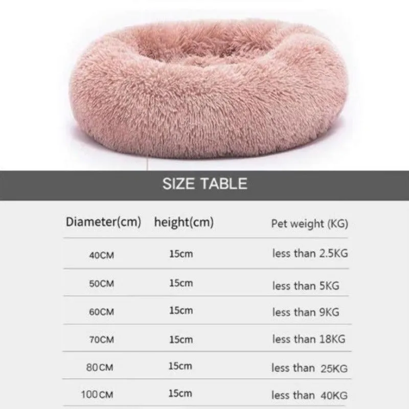 Fluffy Cat Bed Soft Comfortable Round Pet Nest Cat Supplies