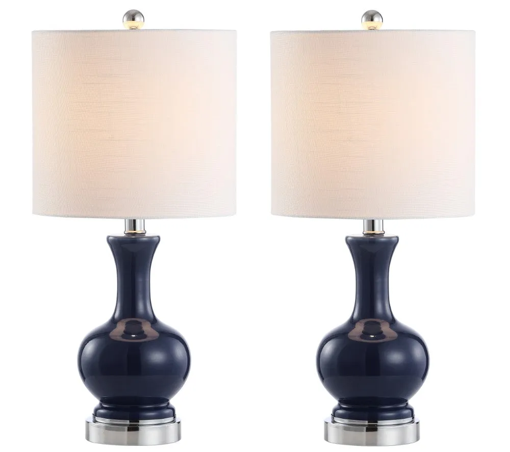 Foxglove 22" Glass/Metal LED Table Lamp, Set of 2