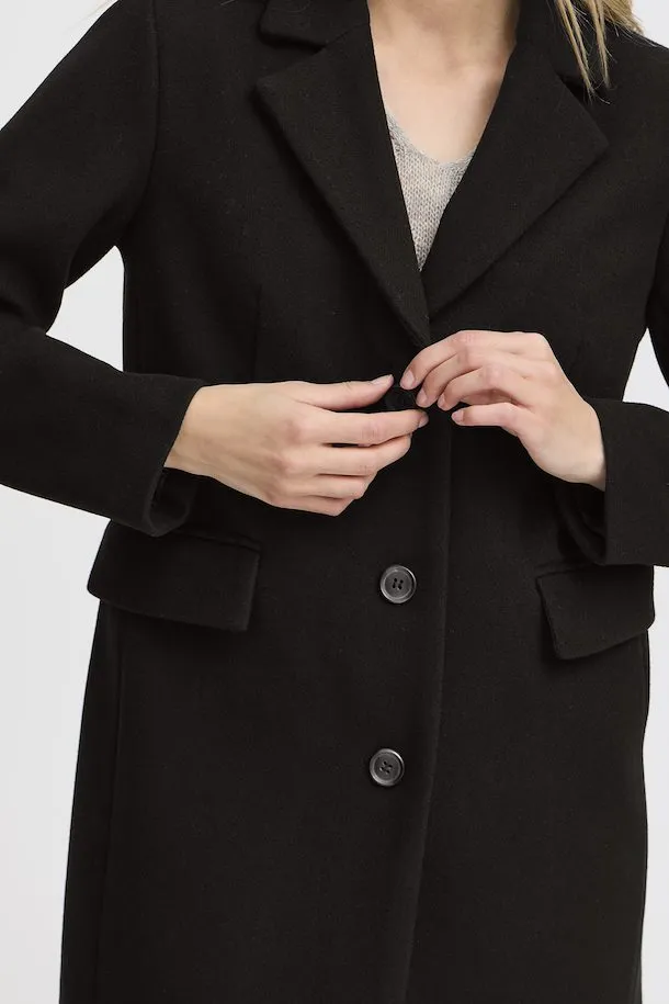 Fransa Short Black Wool Coat