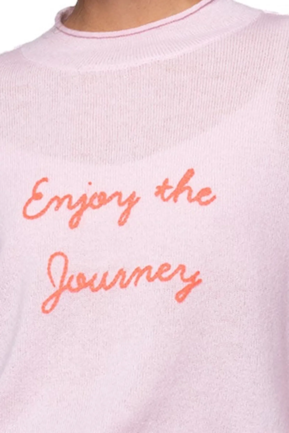 Funnel Neck Cashmere Sweater |  Enjoy the Journey Embroidery