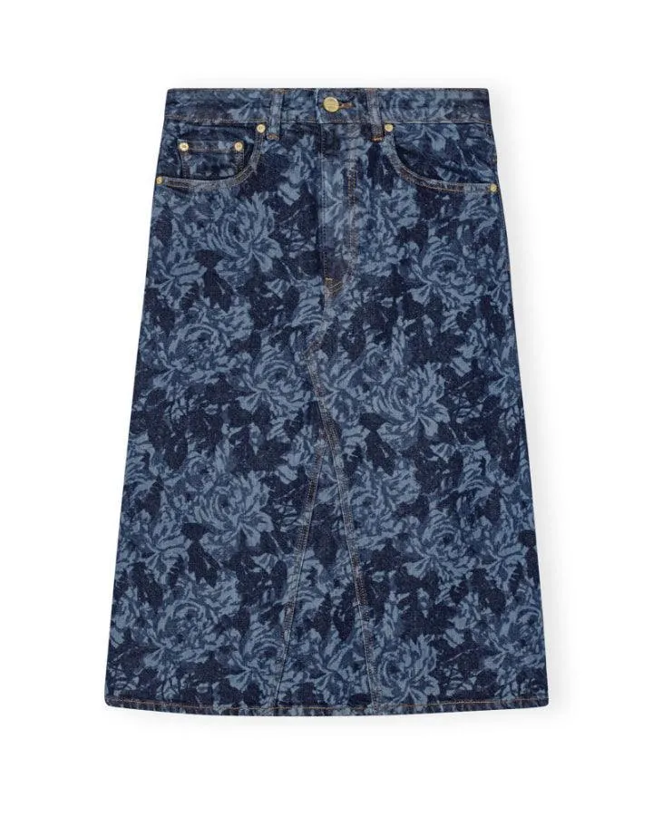 Ganni Lazer Denim Midi Skirt