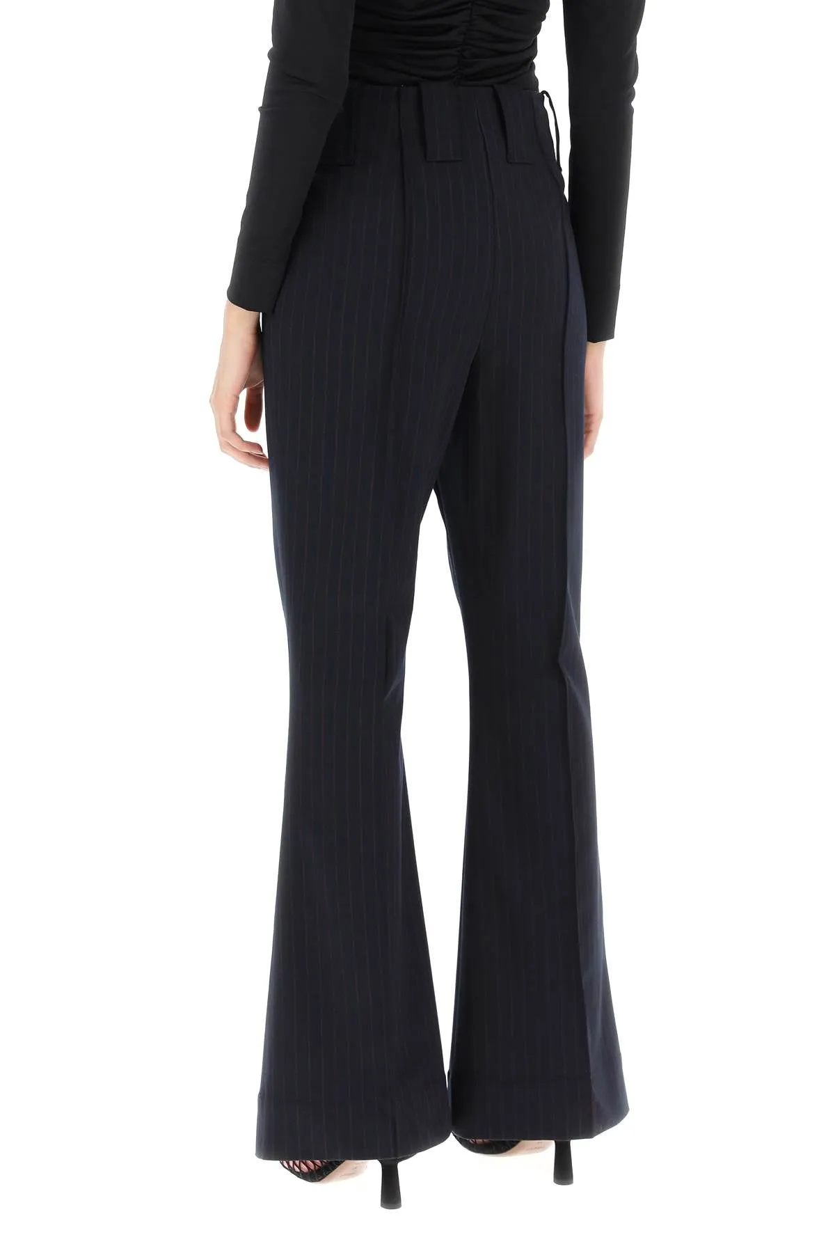 Ganni stretch pinstriped pants