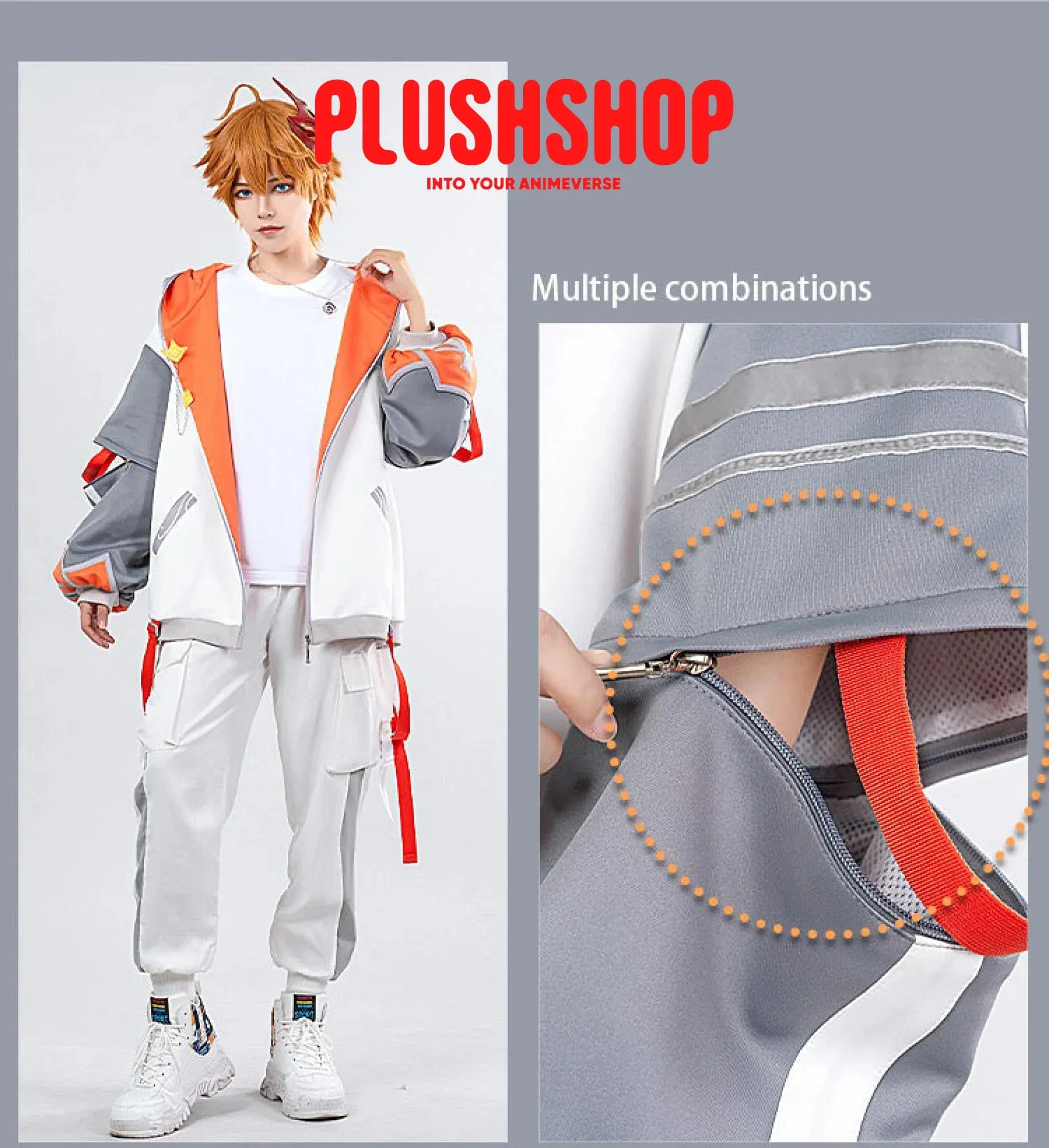 Genshin Impact Tartaglia&Zhongli Theme Costume Cosplay Casual Wearing Outfit Coat