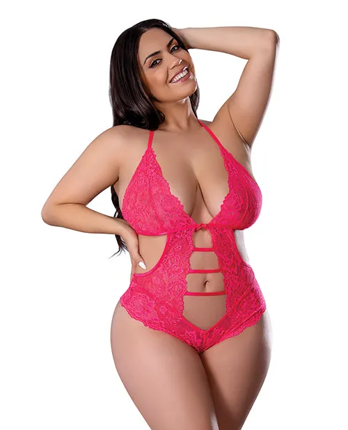 Get It Girl Lace Halter Teddy with Snap Crotch - Queen Size