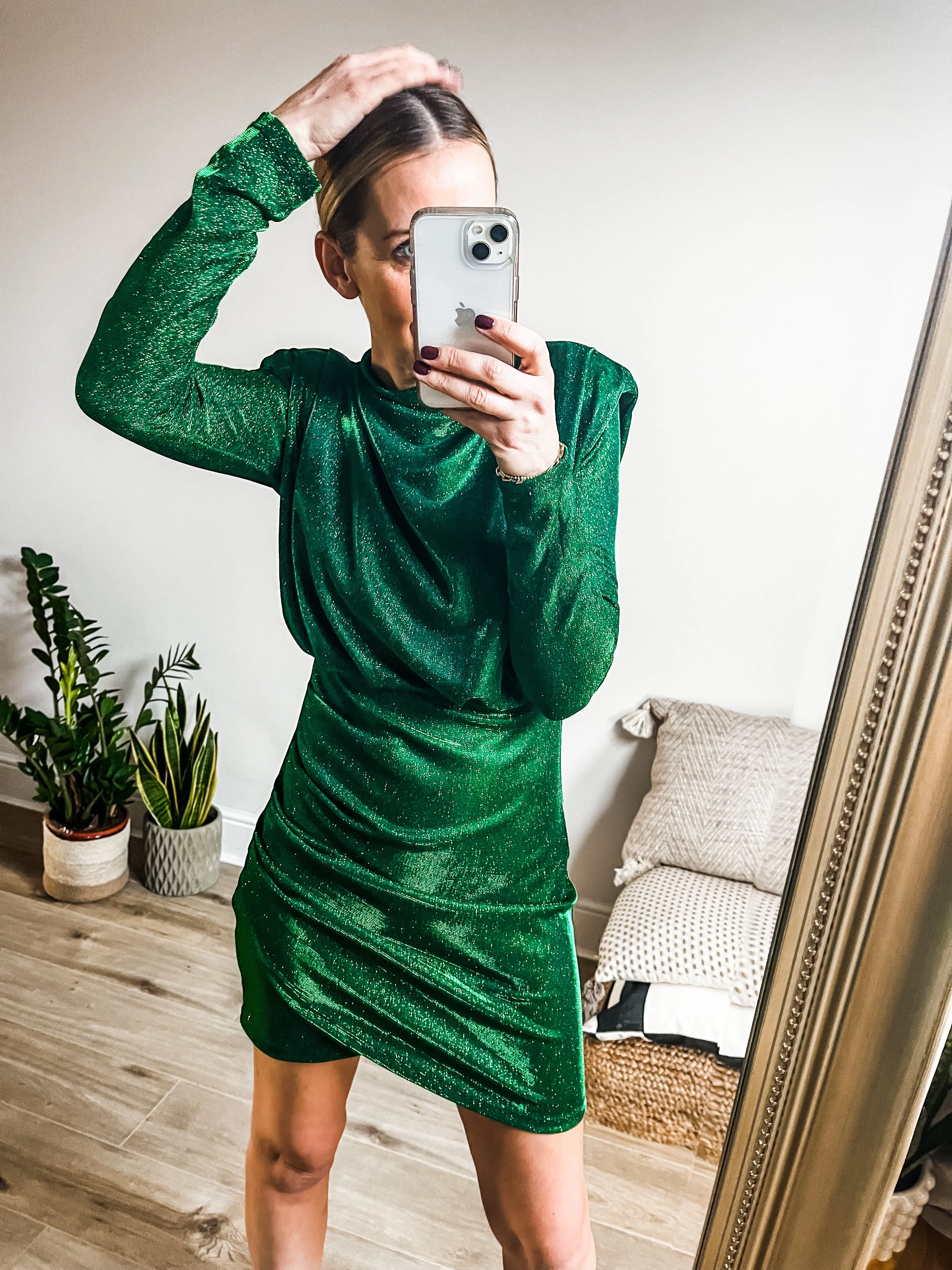 Glitter Drape Detail Mini Dress