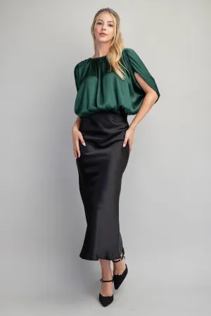 Glow Satin Skirt - Black