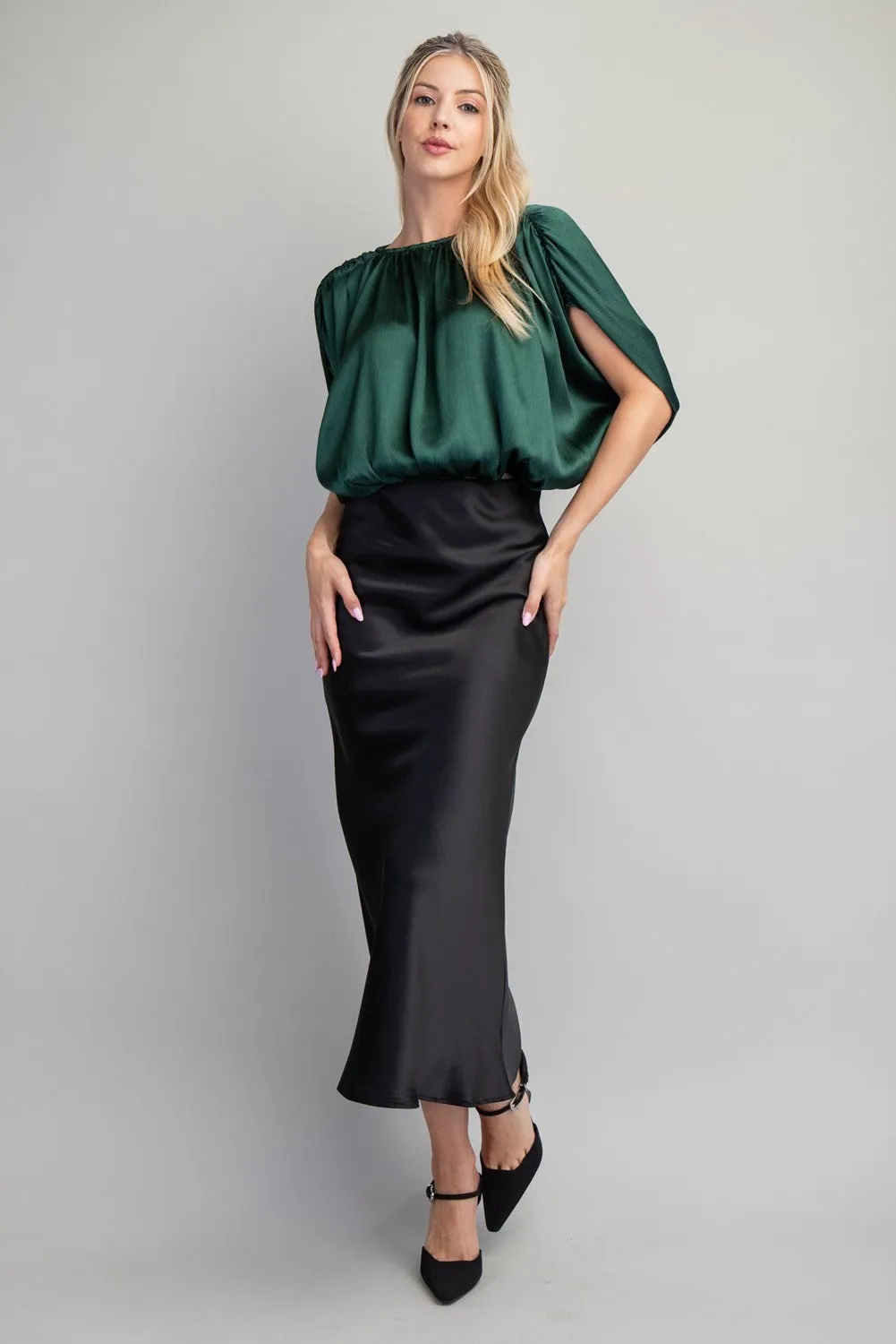 Glow Satin Skirt - Black