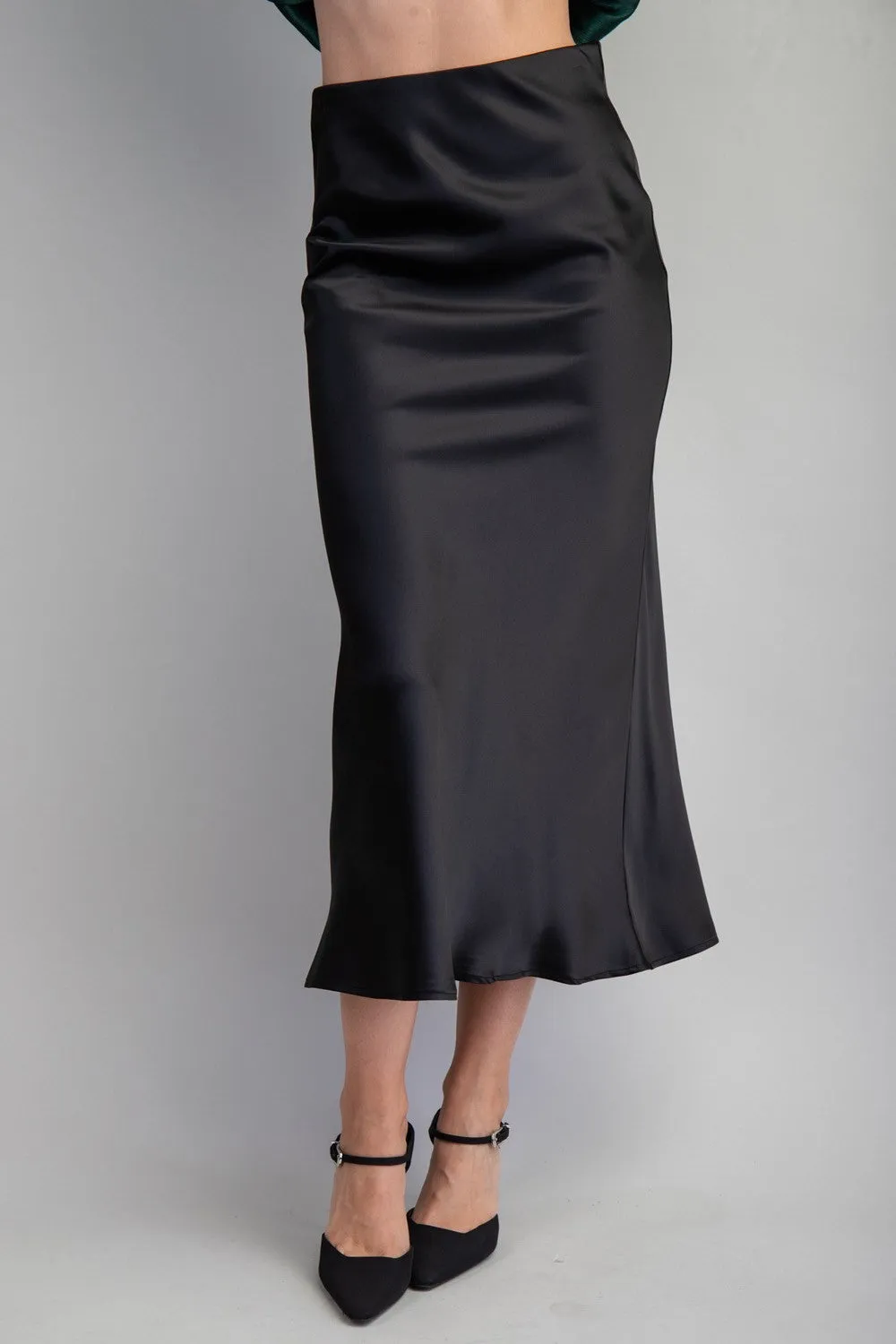 Glow Satin Skirt - Black