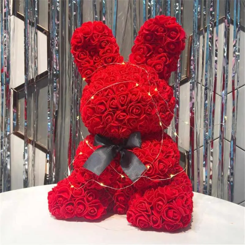 Gorgeous Red Rose Bunny with LED Light and Gift Box - 40cm