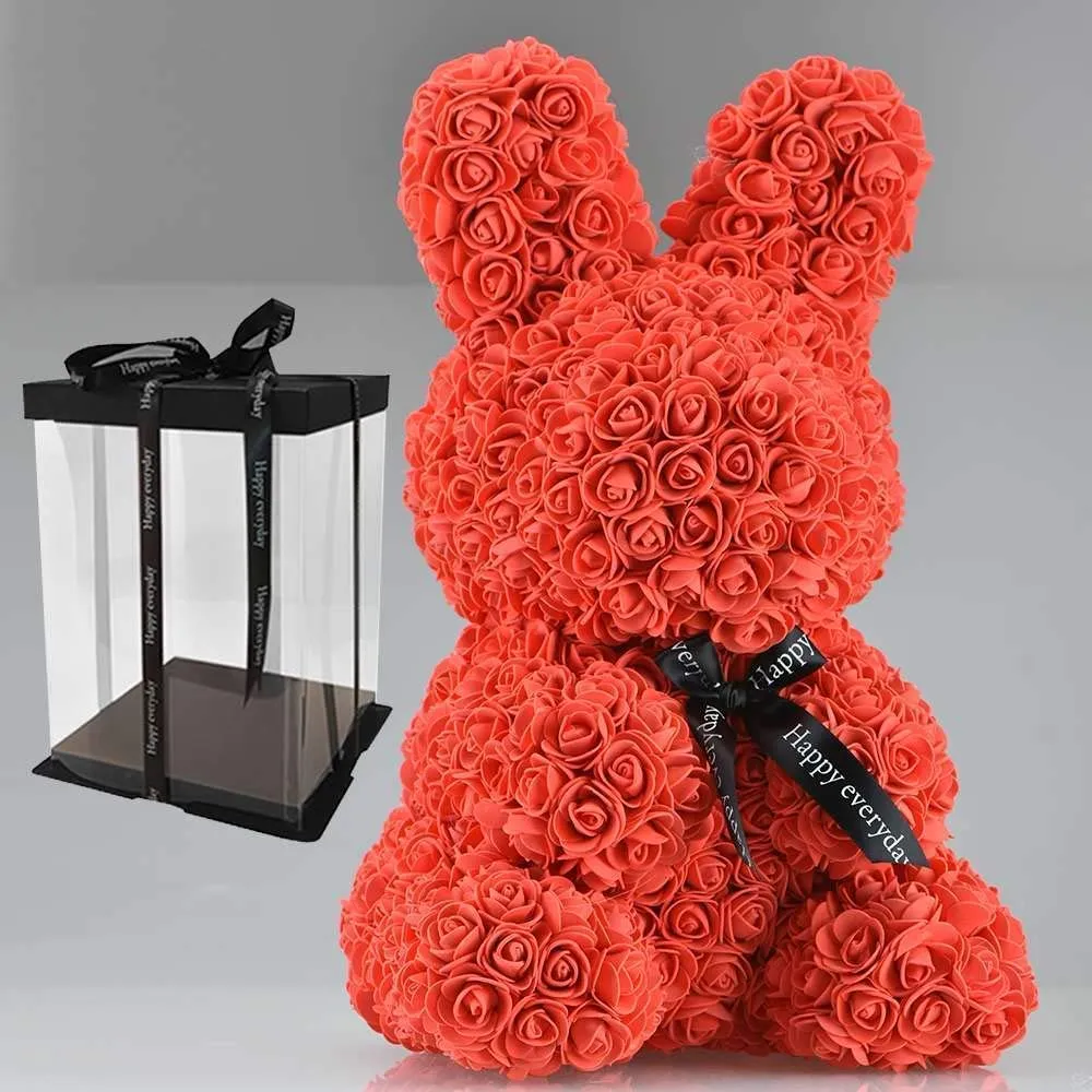 Gorgeous Red Rose Bunny with LED Light and Gift Box - 40cm