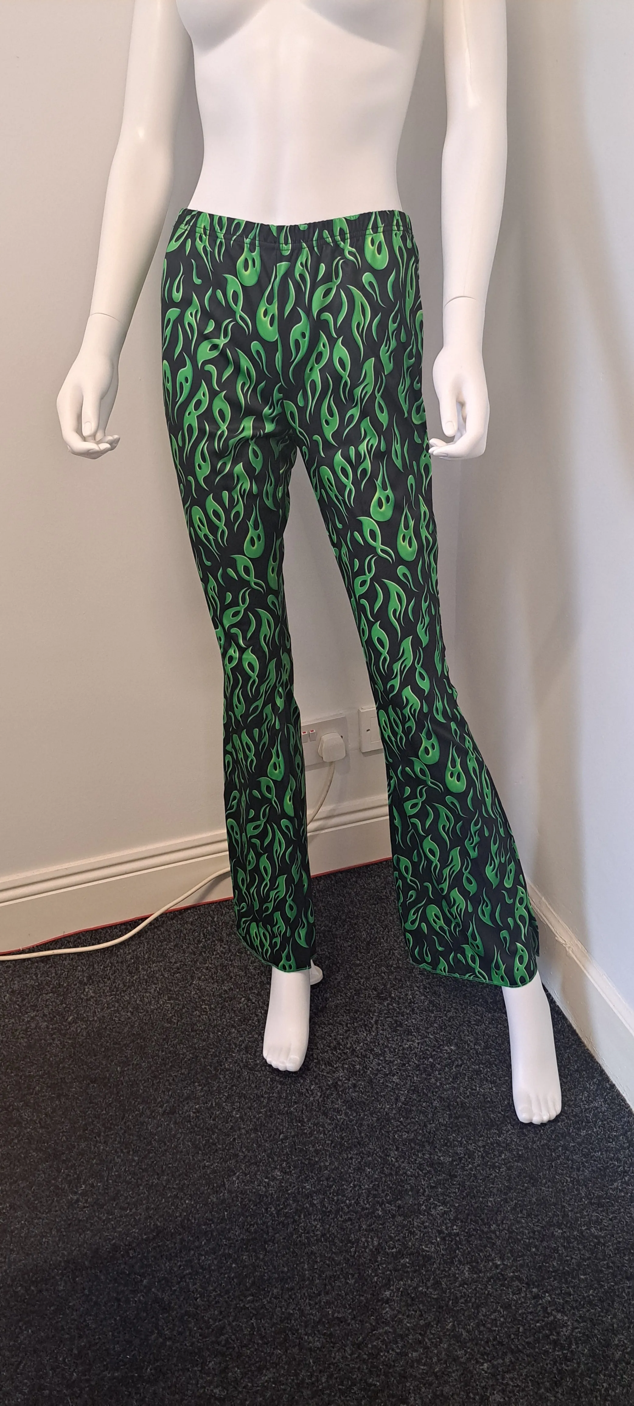 Green Alien Print Cyber Pants