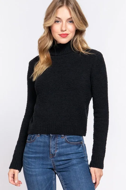 Halle Long Sleeve Turtle Neck Sweater Top Black