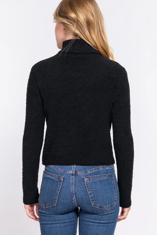 Halle Long Sleeve Turtle Neck Sweater Top Black