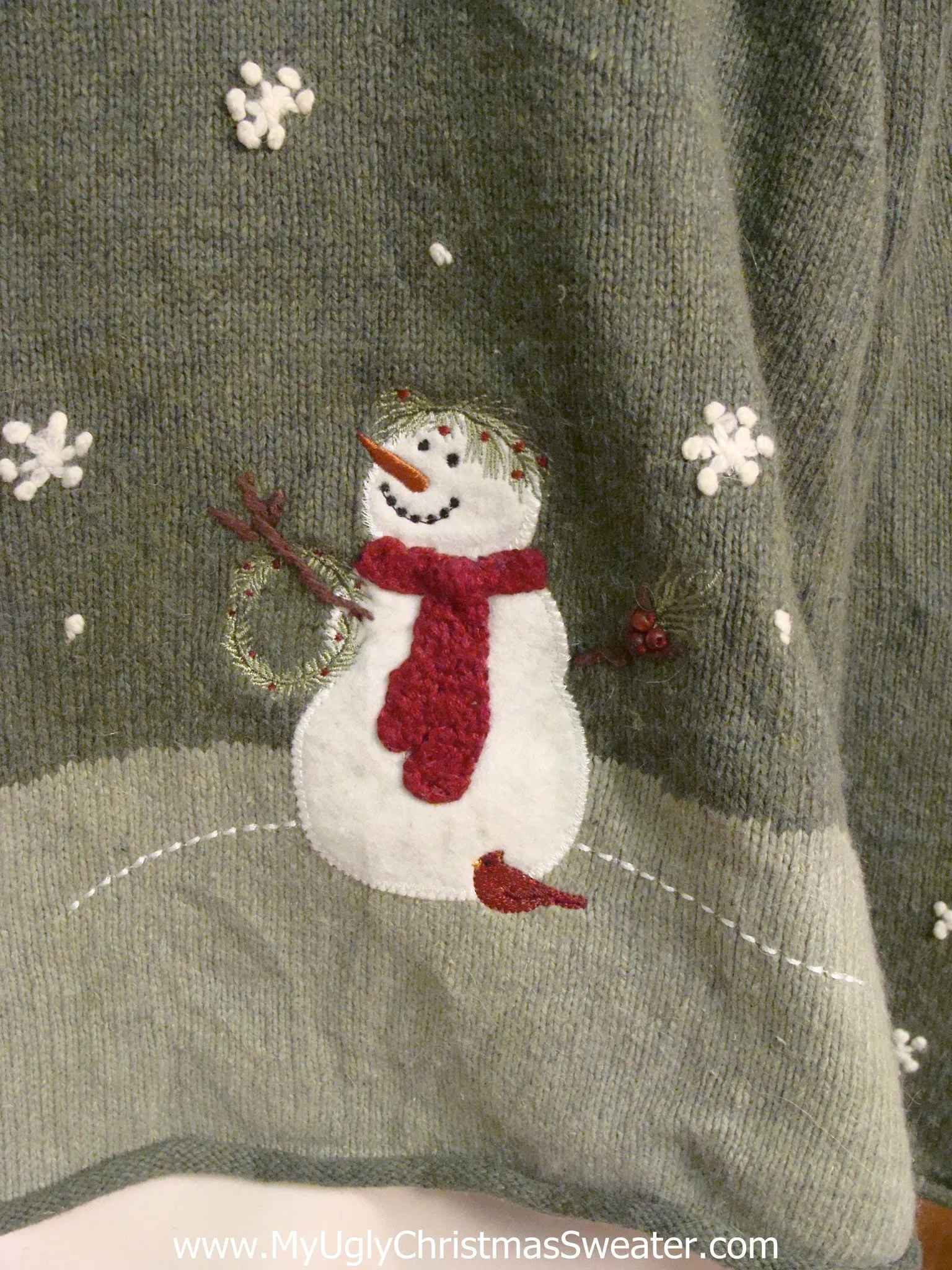 Happy Snowman Friends Green Ugliest Christmas Sweater