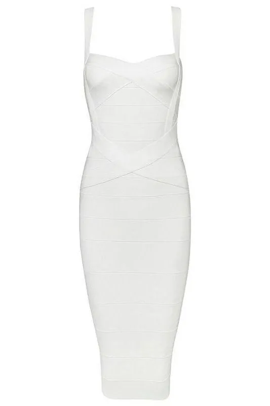 Heidi Bandage Midi Dress - Pearl White