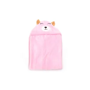 Hooded Coral Fur Blanket Bear Character 0-24m, Pink