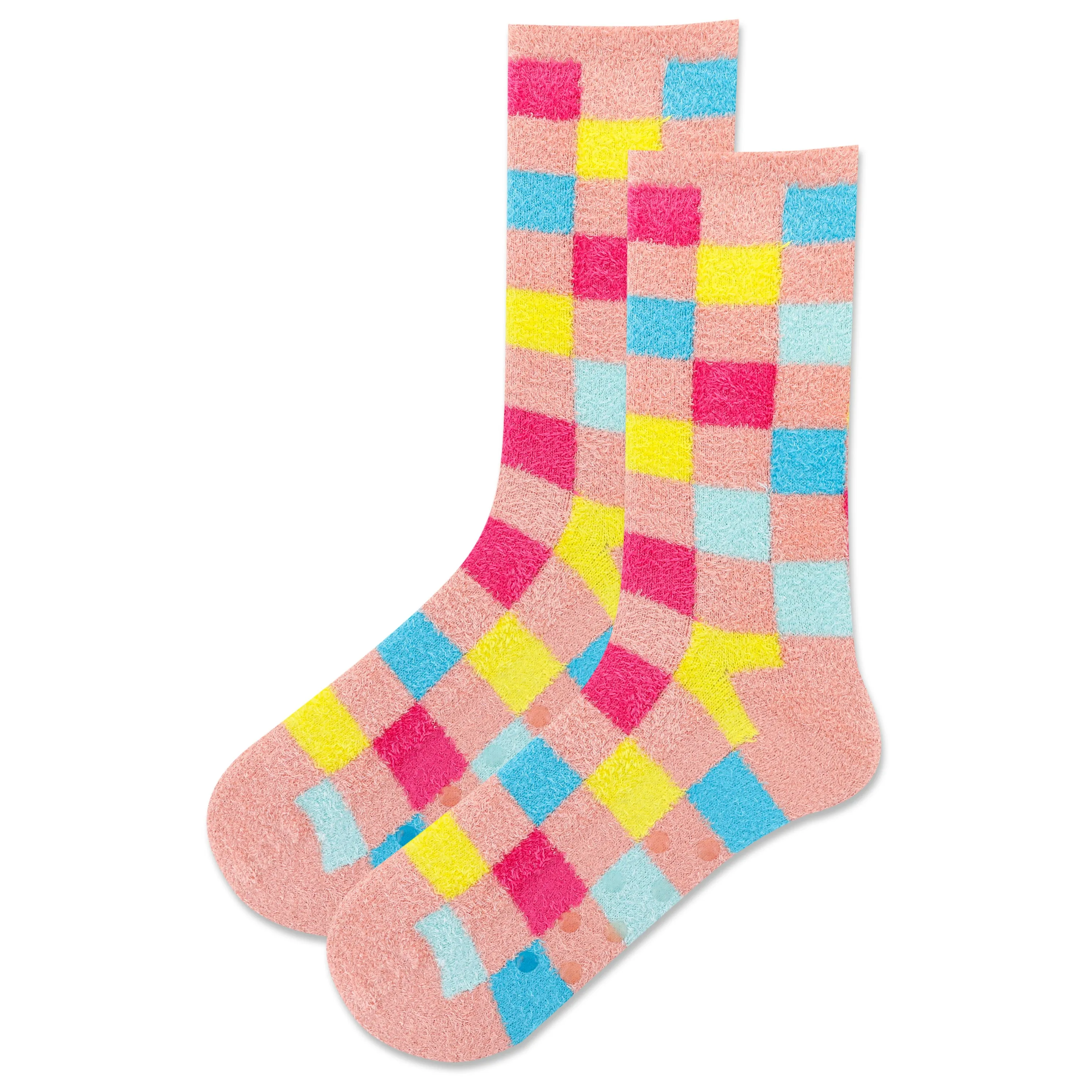 Hot Sox Womens Checker Non-Skid Slipper Socks