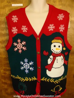 Huge Snowman Ugliest Bad Christmas Sweaters Vest