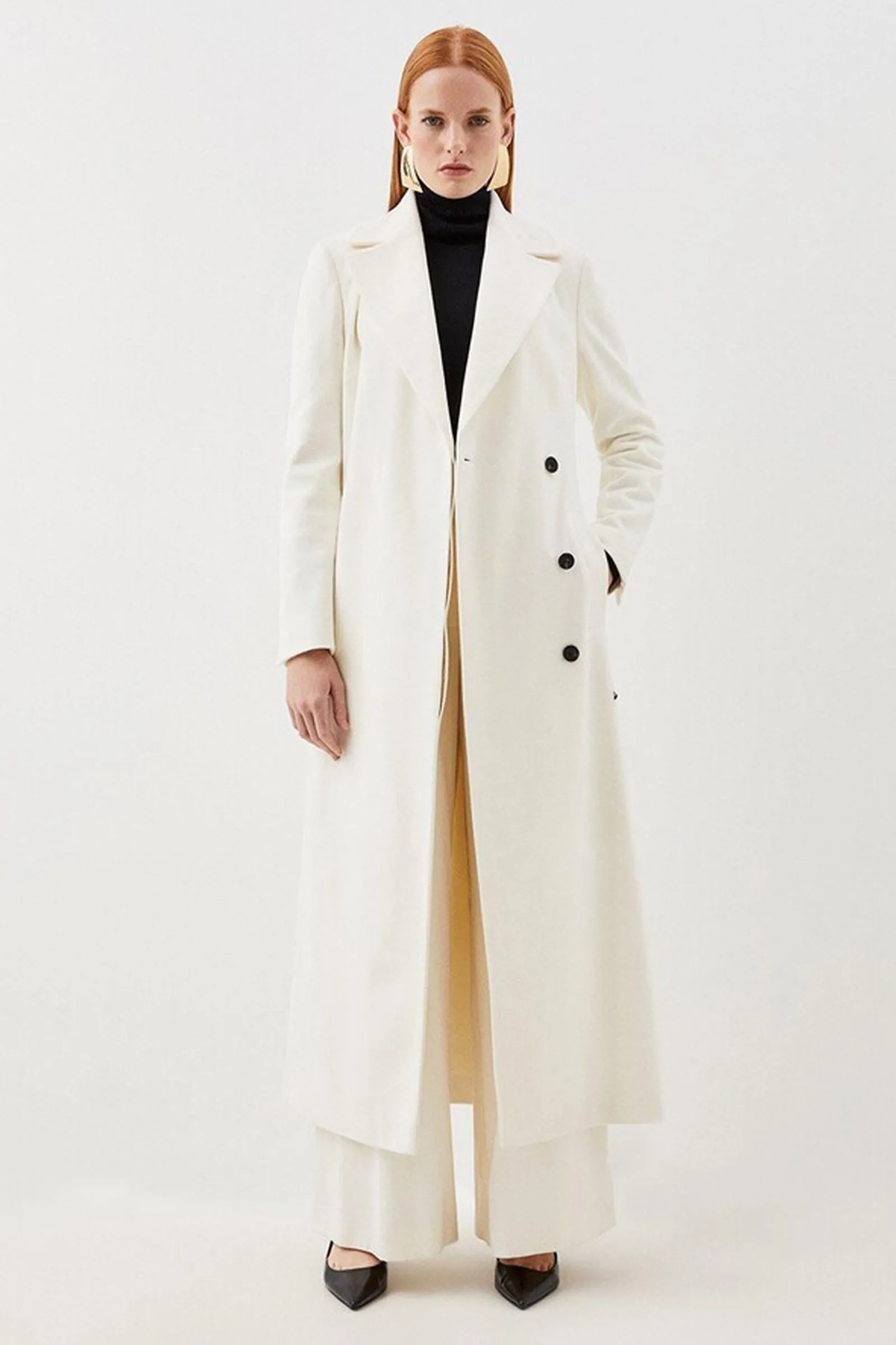 Italian Manteco Wool Blend Belted Midi Coat