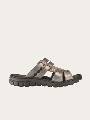 Josef Seibel Two Strap Slider Sandals in Grey Leather