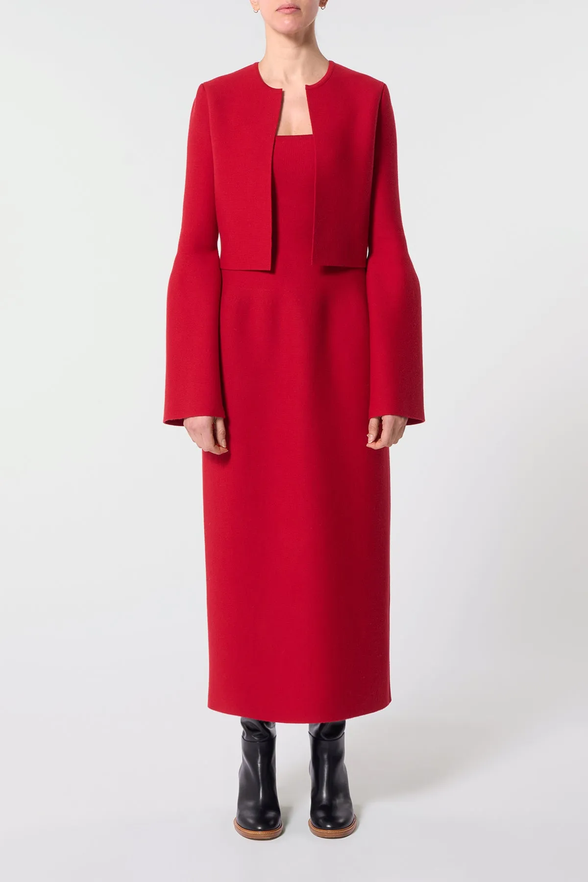 Katlin Knit Jacket in Scarlet Red Merino Wool