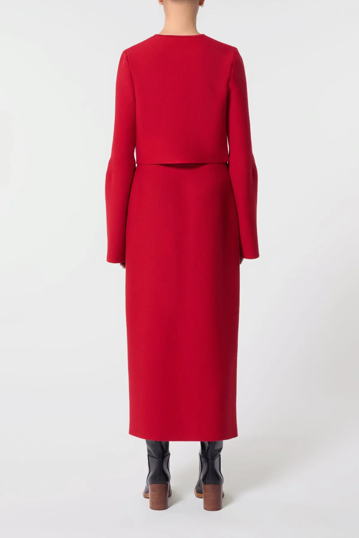 Katlin Knit Jacket in Scarlet Red Merino Wool