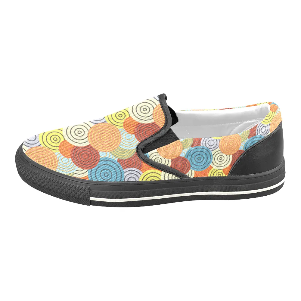 Kids's Concentric Polka Print Canvas Slip-on Shoes