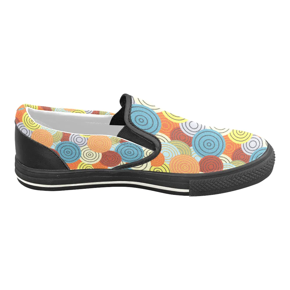 Kids's Concentric Polka Print Canvas Slip-on Shoes