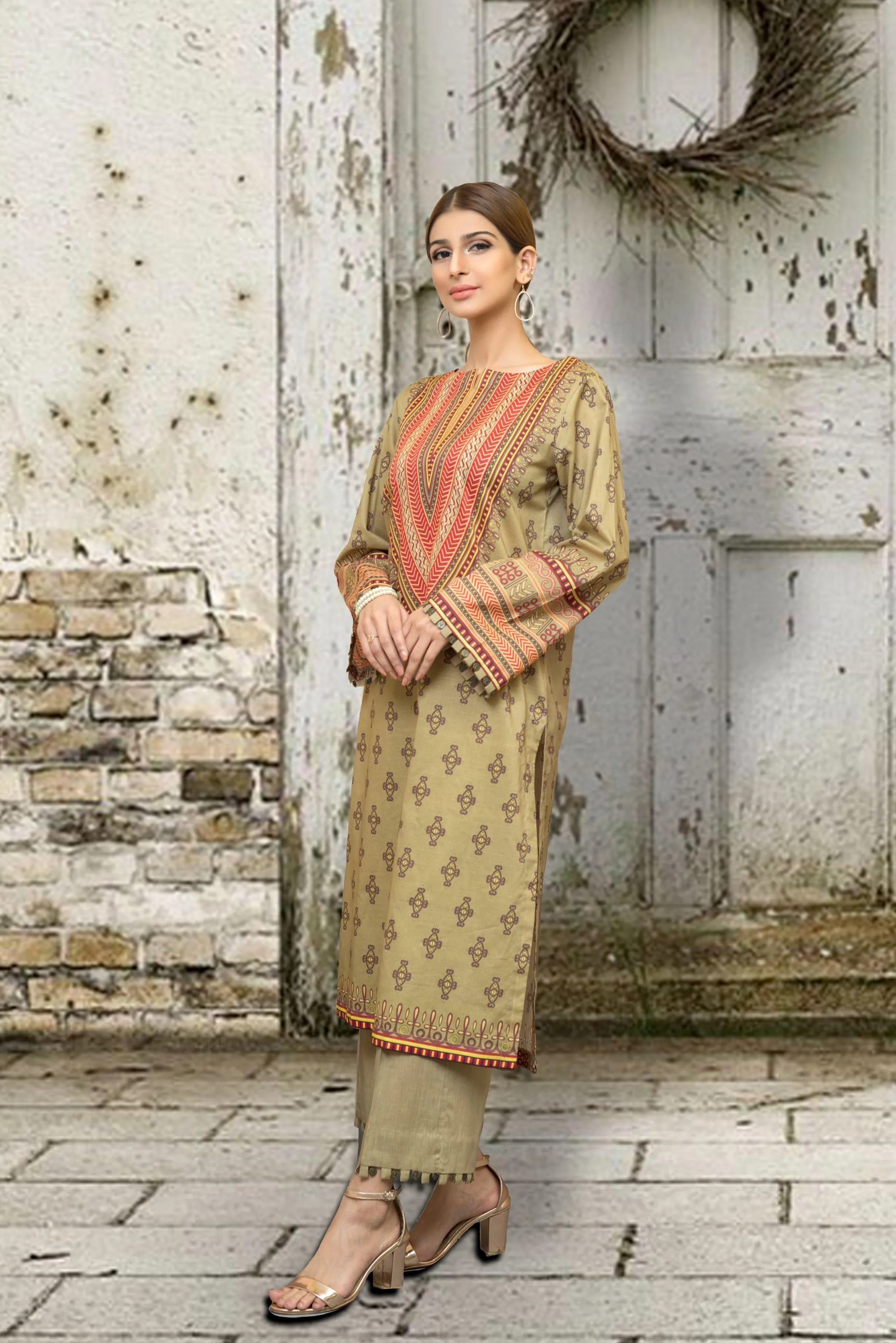 Kuli Jume - Brown Vermilion -  Printed Lawn - Unstitched - 1 Piece