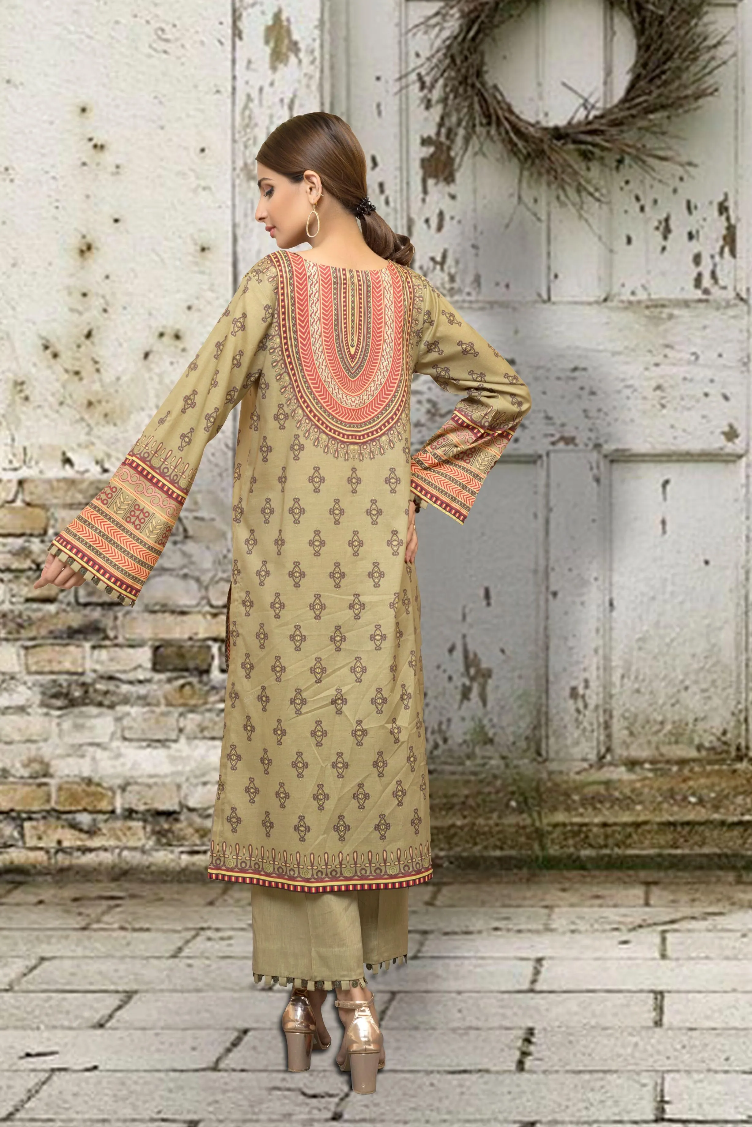 Kuli Jume - Brown Vermilion -  Printed Lawn - Unstitched - 1 Piece